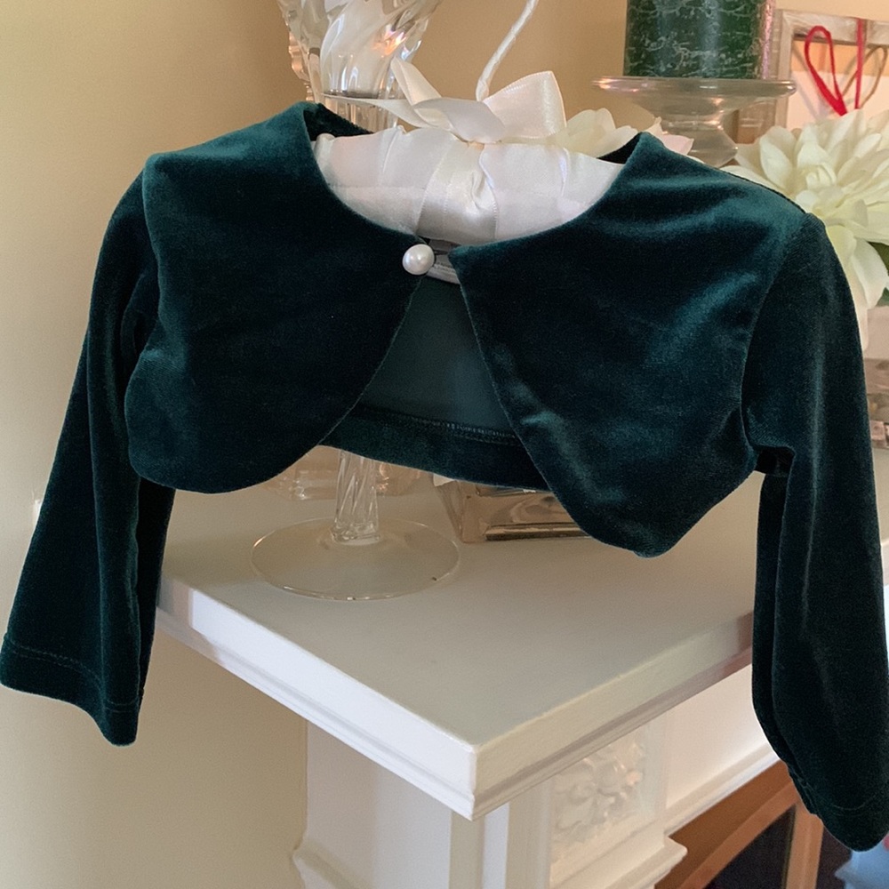 Infant girls special occasion dress/gown size 12M emerald green/ivory - Picture 8 of 8